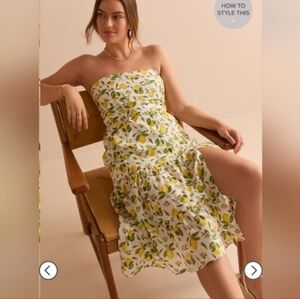 Lemon Print Strapless Sundress Women's XS
